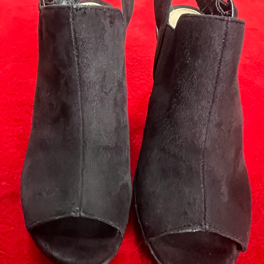 Sole Senseability Open Toe Slingback Heel Ankle Boots Black Size 7.5 Suede Like - Picture 4 of 7